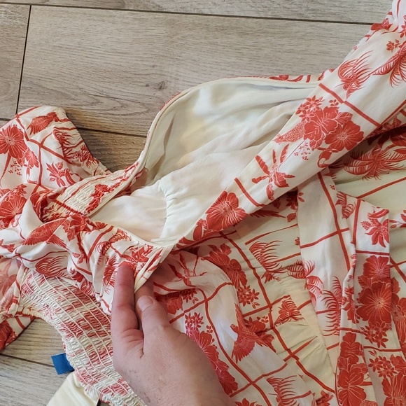 Farm Rio Floral Maxi Dress Odessa Tiered Bow Dress Size L - Picture 11 of 15